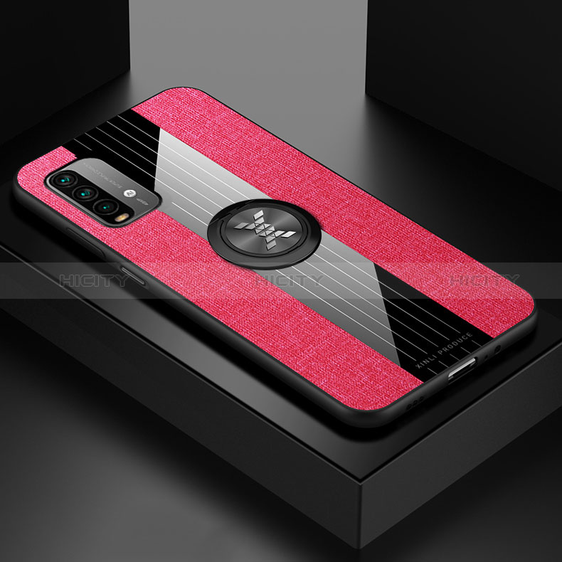 Funda Silicona Carcasa Ultrafina Goma con Magnetico Anillo de dedo Soporte X01L para Xiaomi Redmi 9 Power