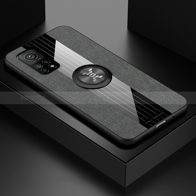 Funda Silicona Carcasa Ultrafina Goma con Magnetico Anillo de dedo Soporte X01L para Xiaomi Redmi K30S 5G Gris