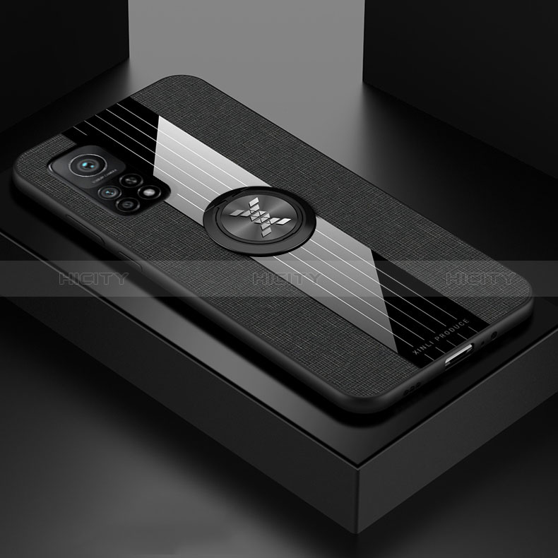 Funda Silicona Carcasa Ultrafina Goma con Magnetico Anillo de dedo Soporte X01L para Xiaomi Redmi K30S 5G Negro