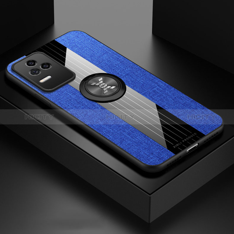 Funda Silicona Carcasa Ultrafina Goma con Magnetico Anillo de dedo Soporte X01L para Xiaomi Redmi K50 5G Azul