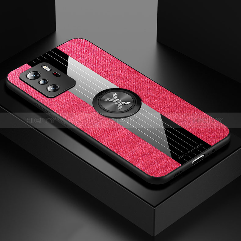 Funda Silicona Carcasa Ultrafina Goma con Magnetico Anillo de dedo Soporte X01L para Xiaomi Redmi Note 10 Pro 5G Rojo