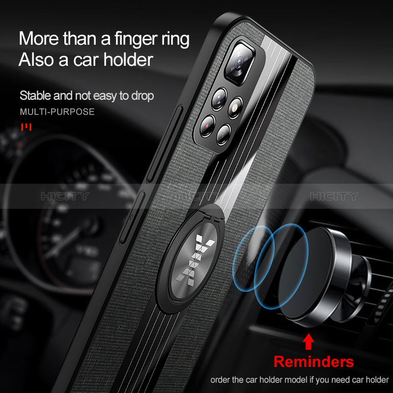 Funda Silicona Carcasa Ultrafina Goma con Magnetico Anillo de dedo Soporte X01L para Xiaomi Redmi Note 11 5G