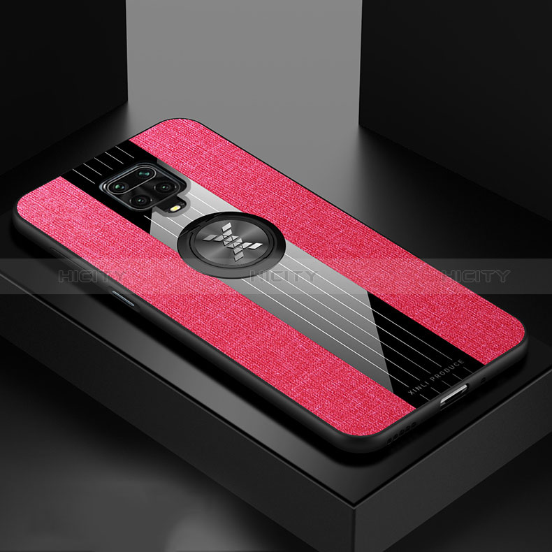 Funda Silicona Carcasa Ultrafina Goma con Magnetico Anillo de dedo Soporte X01L para Xiaomi Redmi Note 9 Pro