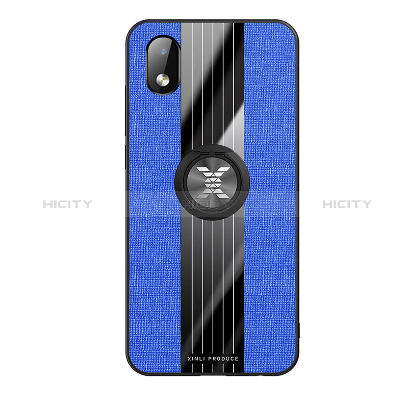 Funda Silicona Carcasa Ultrafina Goma con Magnetico Anillo de dedo Soporte X02L para Samsung Galaxy A01 Core Azul