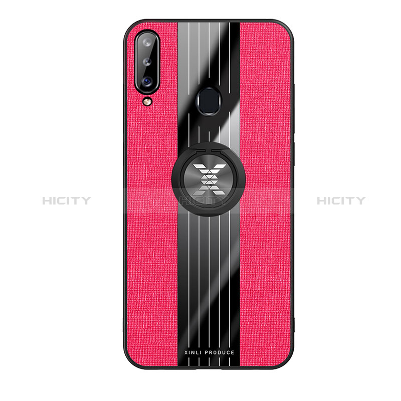 Funda Silicona Carcasa Ultrafina Goma con Magnetico Anillo de dedo Soporte X02L para Samsung Galaxy A20s Rojo