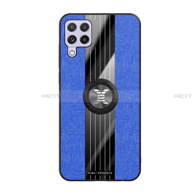 Funda Silicona Carcasa Ultrafina Goma con Magnetico Anillo de dedo Soporte X02L para Samsung Galaxy A22 4G Azul