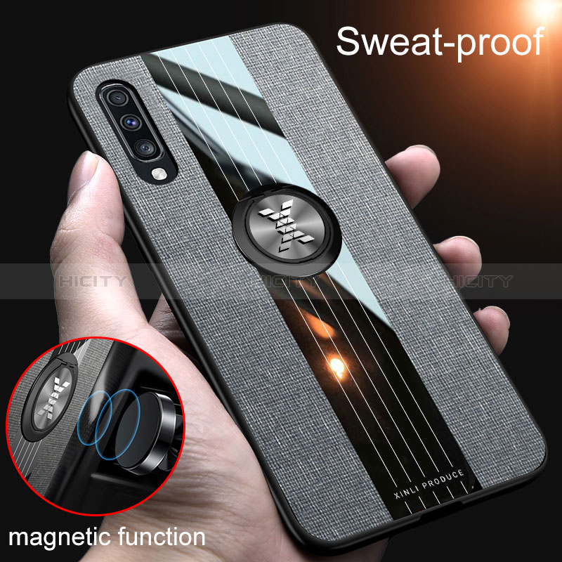 Funda Silicona Carcasa Ultrafina Goma con Magnetico Anillo de dedo Soporte X02L para Samsung Galaxy A70