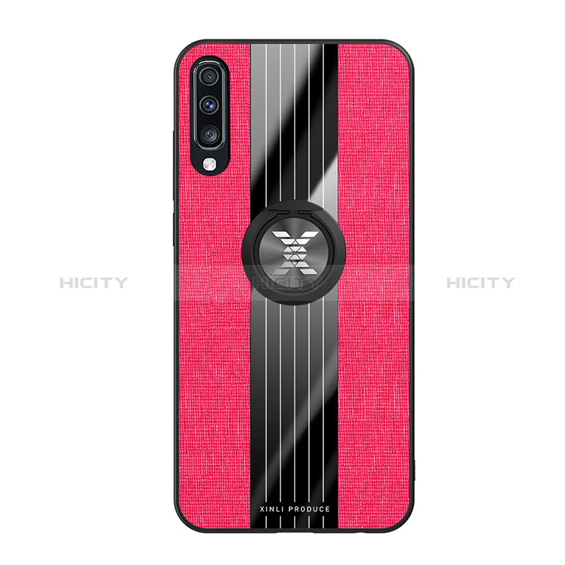 Funda Silicona Carcasa Ultrafina Goma con Magnetico Anillo de dedo Soporte X02L para Samsung Galaxy A70 Rojo