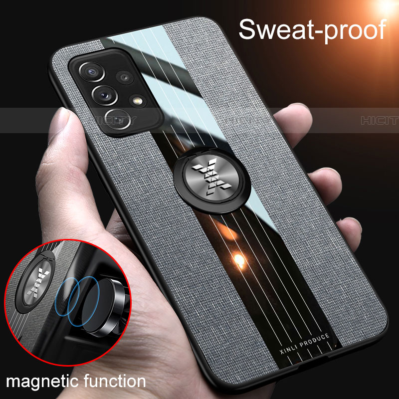 Funda Silicona Carcasa Ultrafina Goma con Magnetico Anillo de dedo Soporte X02L para Samsung Galaxy A72 5G