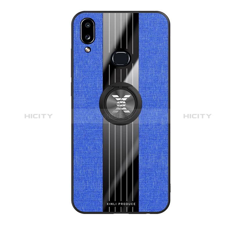 Funda Silicona Carcasa Ultrafina Goma con Magnetico Anillo de dedo Soporte X02L para Samsung Galaxy M01s Azul