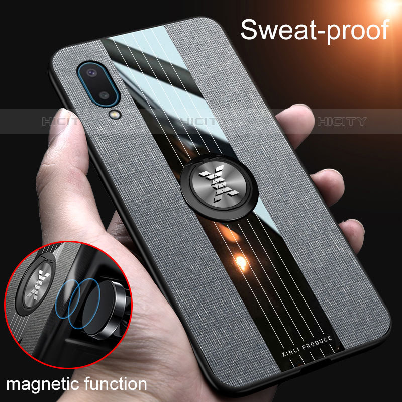 Funda Silicona Carcasa Ultrafina Goma con Magnetico Anillo de dedo Soporte X02L para Samsung Galaxy M02