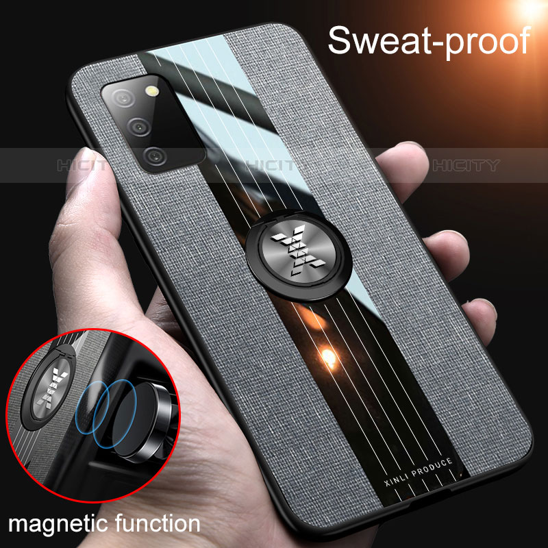 Funda Silicona Carcasa Ultrafina Goma con Magnetico Anillo de dedo Soporte X02L para Samsung Galaxy M02s