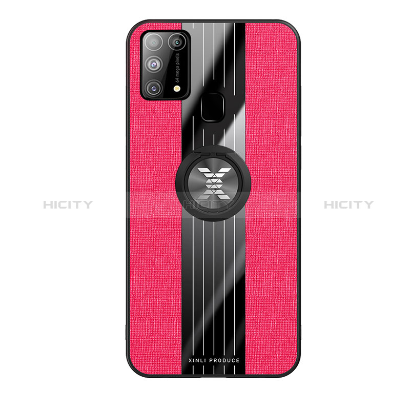 Funda Silicona Carcasa Ultrafina Goma con Magnetico Anillo de dedo Soporte X02L para Samsung Galaxy M21s Rojo