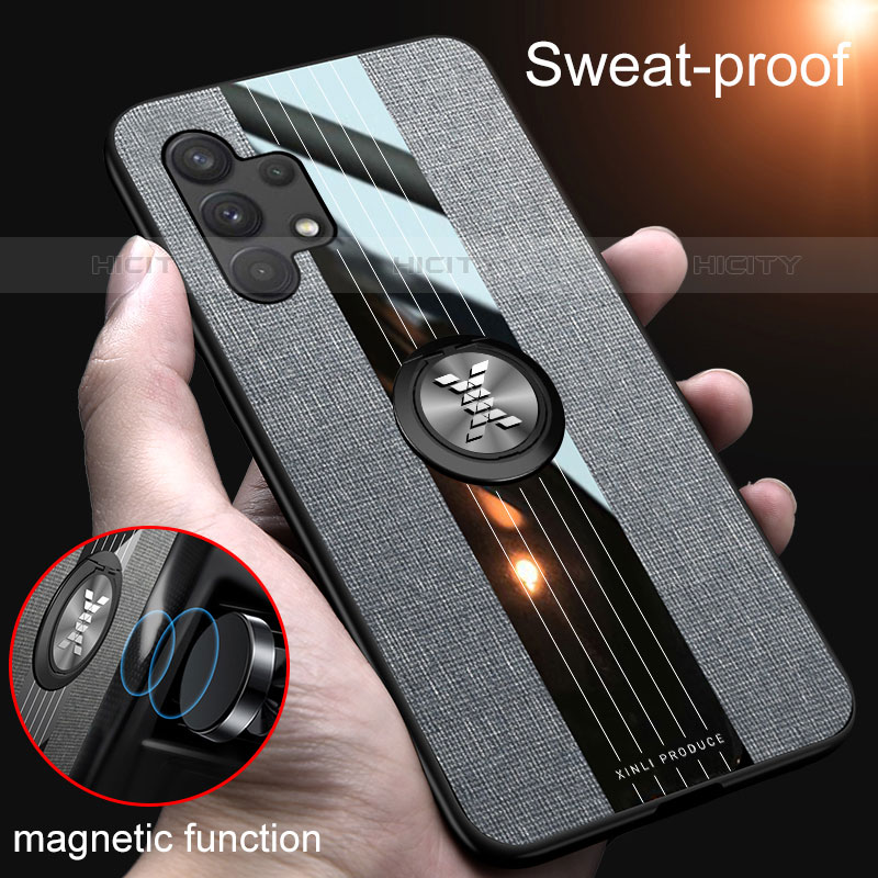 Funda Silicona Carcasa Ultrafina Goma con Magnetico Anillo de dedo Soporte X02L para Samsung Galaxy M32 5G