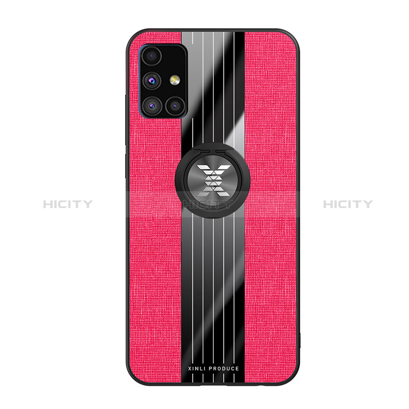 Funda Silicona Carcasa Ultrafina Goma con Magnetico Anillo de dedo Soporte X02L para Samsung Galaxy M51 Rojo