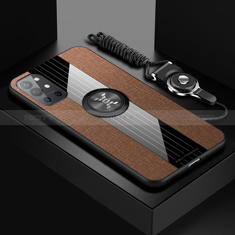 Funda Silicona Carcasa Ultrafina Goma con Magnetico Anillo de dedo Soporte X03L para OnePlus 9R 5G