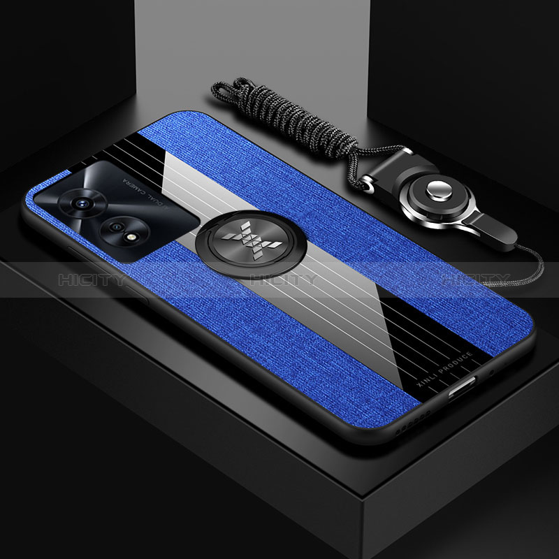 Funda Silicona Carcasa Ultrafina Goma con Magnetico Anillo de dedo Soporte X03L para Oppo A1 Pro 5G Azul