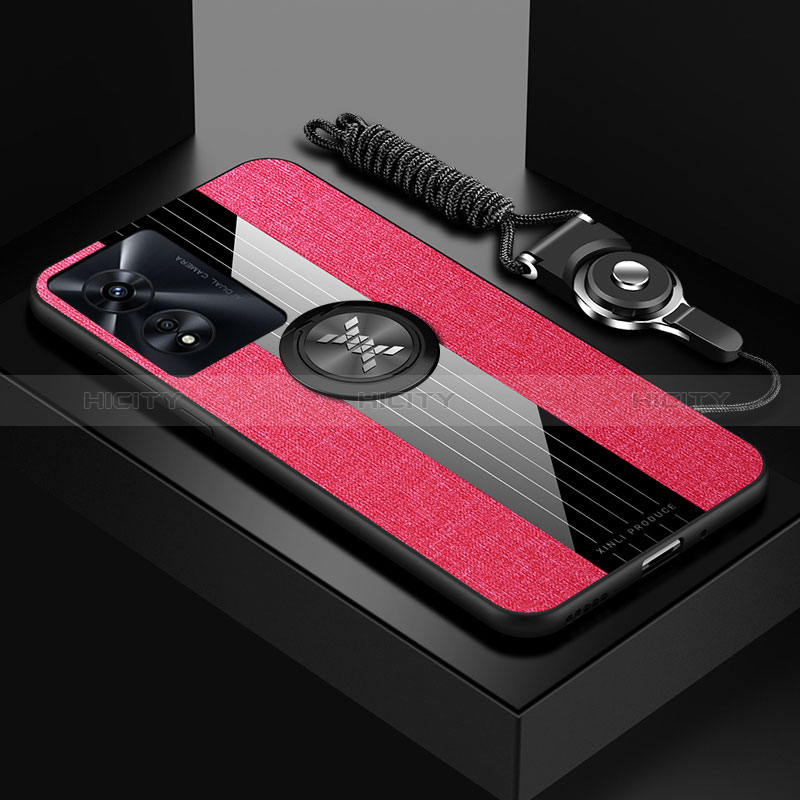 Funda Silicona Carcasa Ultrafina Goma con Magnetico Anillo de dedo Soporte X03L para Oppo A1 Pro 5G Rojo