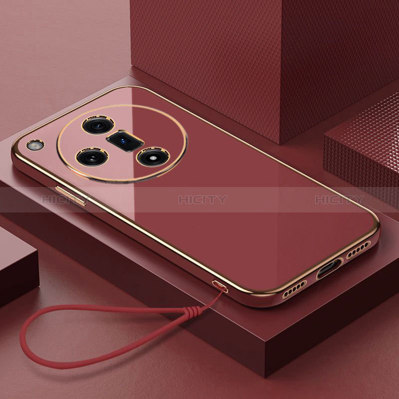 Funda Silicona Carcasa Ultrafina Goma con Magnetico Anillo de dedo Soporte X03L para Oppo Find X7 5G Rojo