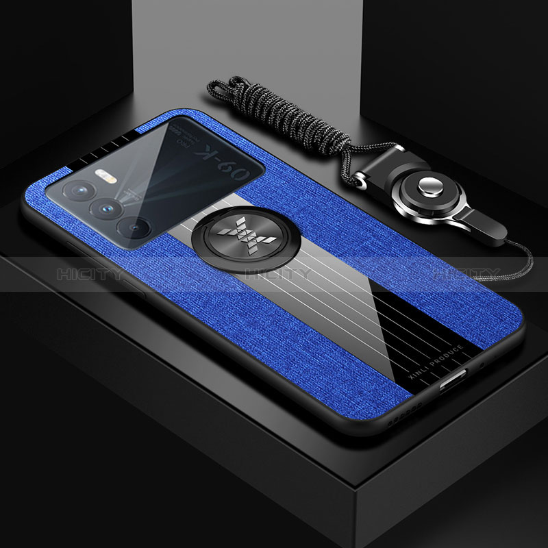 Funda Silicona Carcasa Ultrafina Goma con Magnetico Anillo de dedo Soporte X03L para Oppo K9 Pro 5G Azul