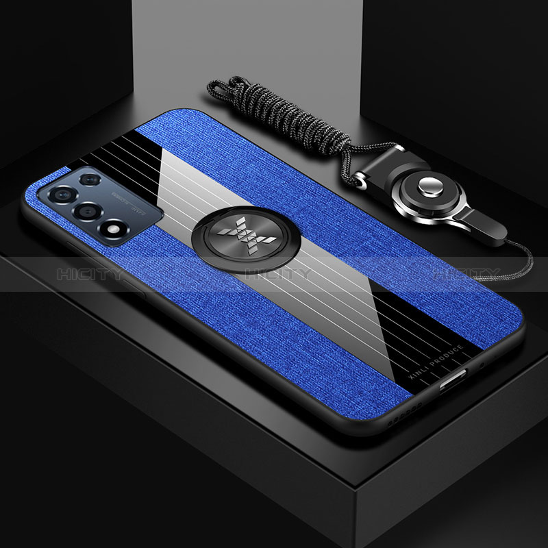 Funda Silicona Carcasa Ultrafina Goma con Magnetico Anillo de dedo Soporte X03L para Oppo K9S 5G Azul