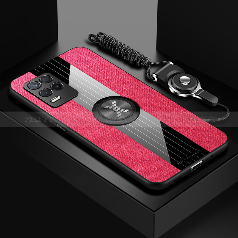 Funda Silicona Carcasa Ultrafina Goma con Magnetico Anillo de dedo Soporte X03L para Realme 8s 5G Rojo