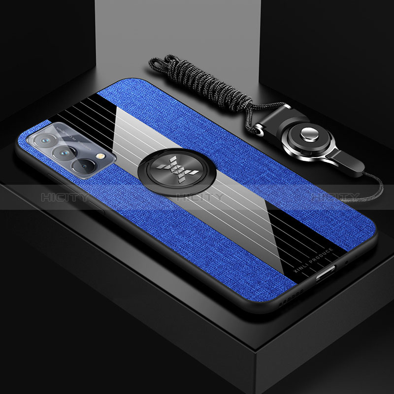 Funda Silicona Carcasa Ultrafina Goma con Magnetico Anillo de dedo Soporte X03L para Realme GT Master 5G Azul