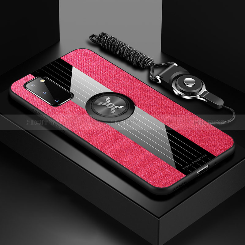 Funda Silicona Carcasa Ultrafina Goma con Magnetico Anillo de dedo Soporte X03L para Samsung Galaxy S20 Rojo