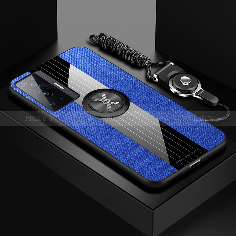 Funda Silicona Carcasa Ultrafina Goma con Magnetico Anillo de dedo Soporte X03L para Vivo X70 Pro 5G