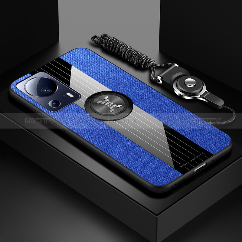 Funda Silicona Carcasa Ultrafina Goma con Magnetico Anillo de dedo Soporte X03L para Xiaomi Civi 2 5G Azul