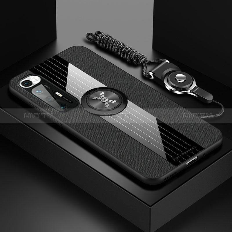 Funda Silicona Carcasa Ultrafina Goma con Magnetico Anillo de dedo Soporte X03L para Xiaomi Mi 10S 5G Negro