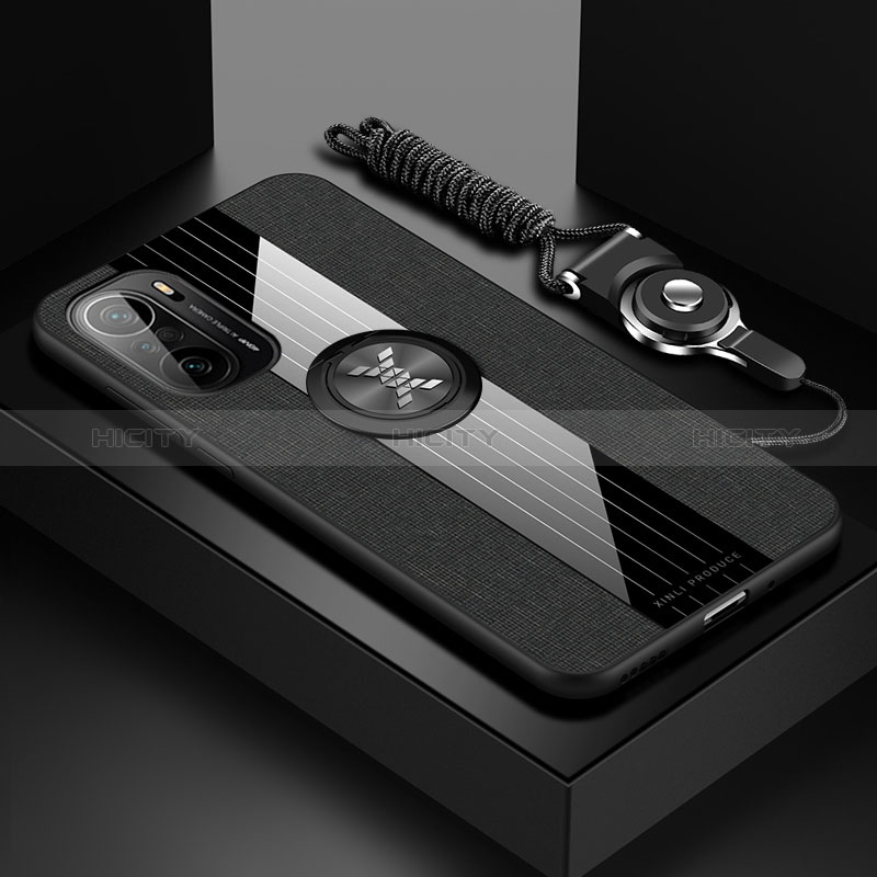 Funda Silicona Carcasa Ultrafina Goma con Magnetico Anillo de dedo Soporte X03L para Xiaomi Mi 11X 5G Negro