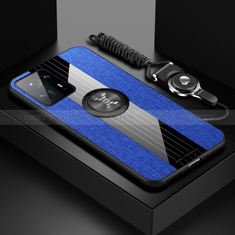 Funda Silicona Carcasa Ultrafina Goma con Magnetico Anillo de dedo Soporte X03L para Xiaomi Mi Mix 4 5G Azul