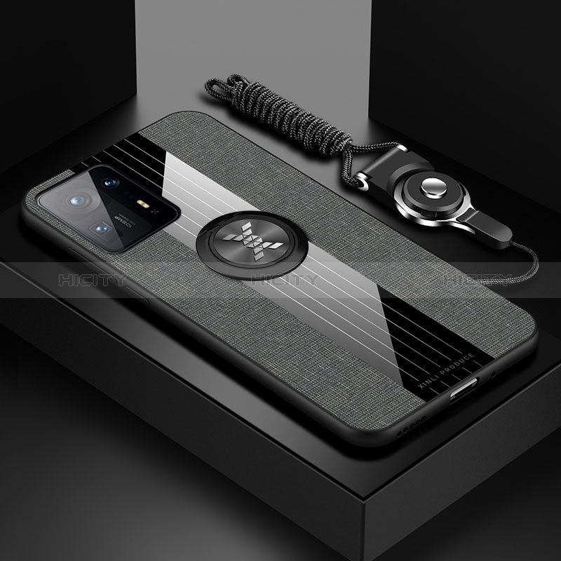 Funda Silicona Carcasa Ultrafina Goma con Magnetico Anillo de dedo Soporte X03L para Xiaomi Mi Mix 4 5G Gris