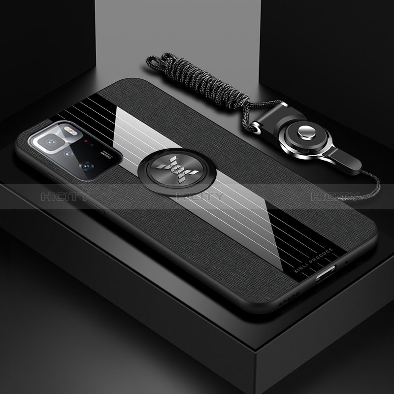 Funda Silicona Carcasa Ultrafina Goma con Magnetico Anillo de dedo Soporte X03L para Xiaomi Poco X3 GT 5G Negro