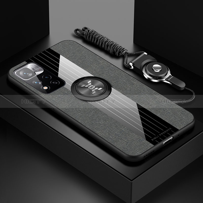 Funda Silicona Carcasa Ultrafina Goma con Magnetico Anillo de dedo Soporte X03L para Xiaomi Poco X4 NFC