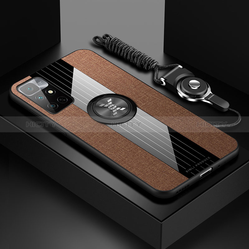 Funda Silicona Carcasa Ultrafina Goma con Magnetico Anillo de dedo Soporte X03L para Xiaomi Redmi 10 (2022) Marron