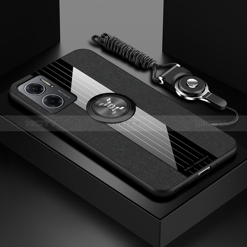 Funda Silicona Carcasa Ultrafina Goma con Magnetico Anillo de dedo Soporte X03L para Xiaomi Redmi 11 Prime 5G Negro