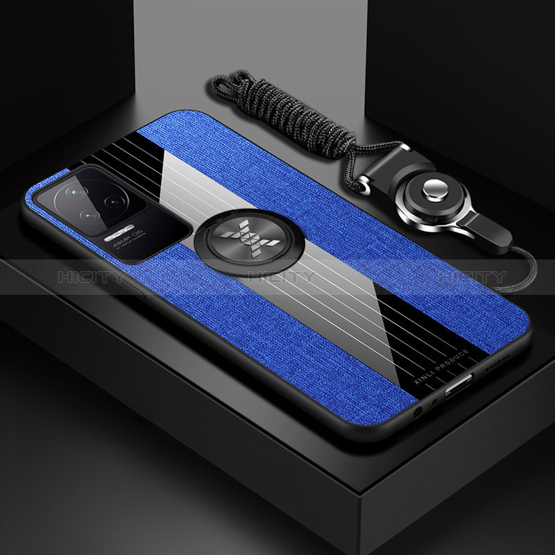 Funda Silicona Carcasa Ultrafina Goma con Magnetico Anillo de dedo Soporte X03L para Xiaomi Redmi K40S 5G Azul