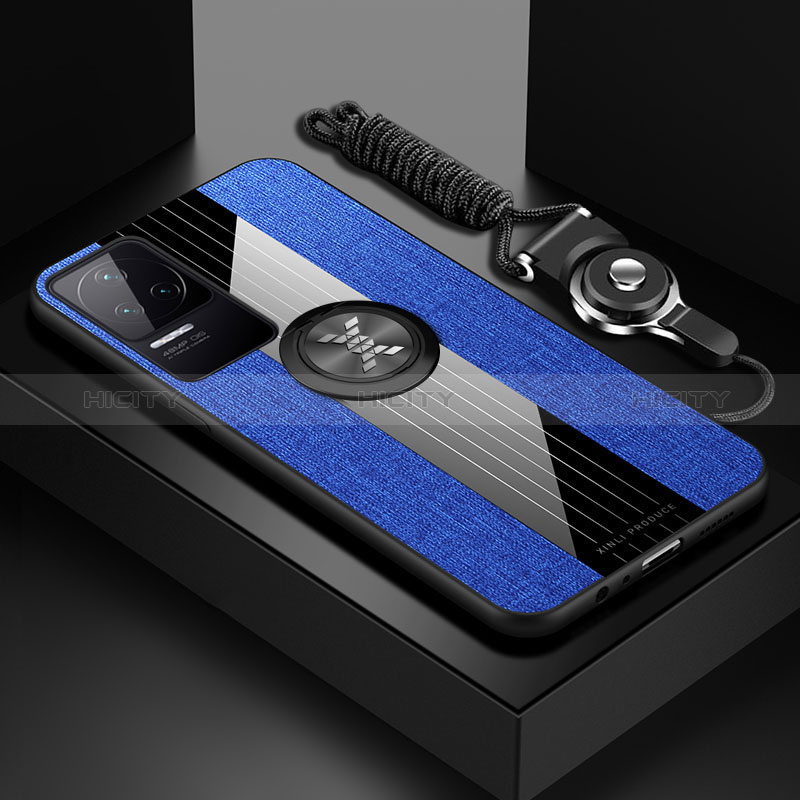 Funda Silicona Carcasa Ultrafina Goma con Magnetico Anillo de dedo Soporte X03L para Xiaomi Redmi K50 5G Azul