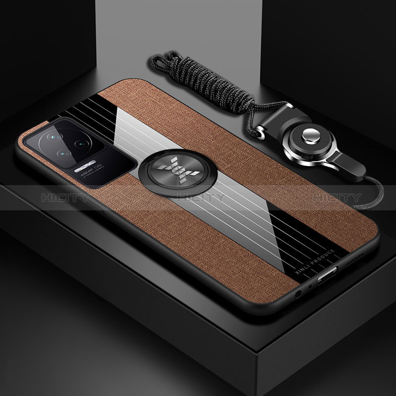 Funda Silicona Carcasa Ultrafina Goma con Magnetico Anillo de dedo Soporte X03L para Xiaomi Redmi K50 Pro 5G Marron