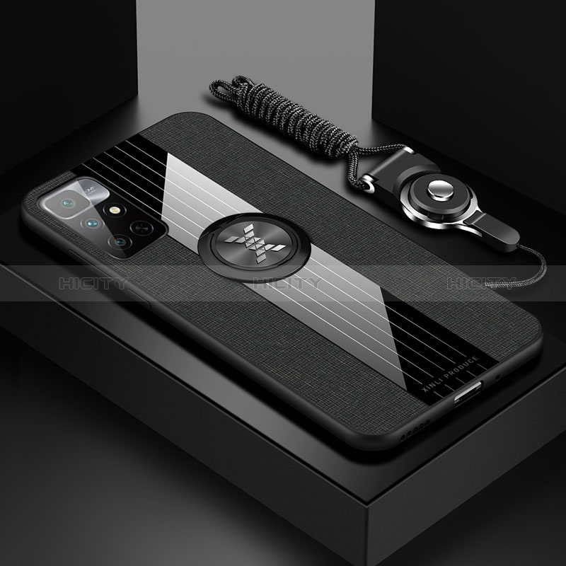 Funda Silicona Carcasa Ultrafina Goma con Magnetico Anillo de dedo Soporte X03L para Xiaomi Redmi Note 11 4G (2021) Negro
