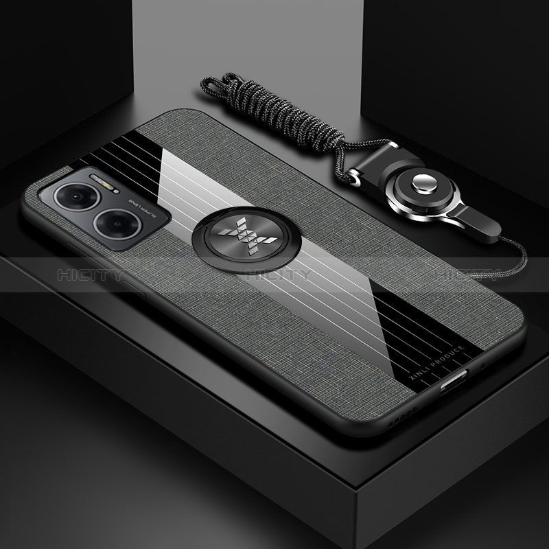Funda Silicona Carcasa Ultrafina Goma con Magnetico Anillo de dedo Soporte X03L para Xiaomi Redmi Note 11E 5G Gris