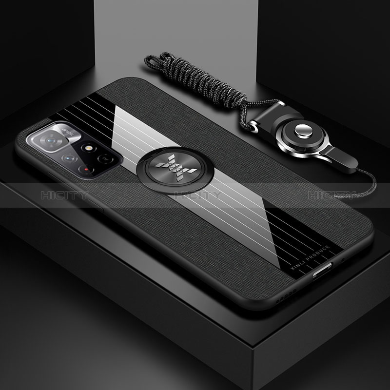 Funda Silicona Carcasa Ultrafina Goma con Magnetico Anillo de dedo Soporte X03L para Xiaomi Redmi Note 11S 5G