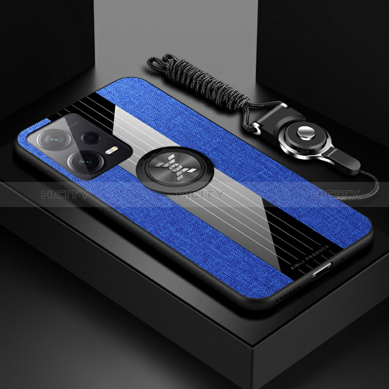 Funda Silicona Carcasa Ultrafina Goma con Magnetico Anillo de dedo Soporte X03L para Xiaomi Redmi Note 12 Explorer Azul