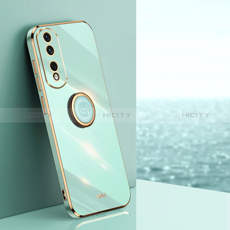 Funda Silicona Carcasa Ultrafina Goma con Magnetico Anillo de dedo Soporte XL1 para Huawei Honor 90 Pro 5G Verde