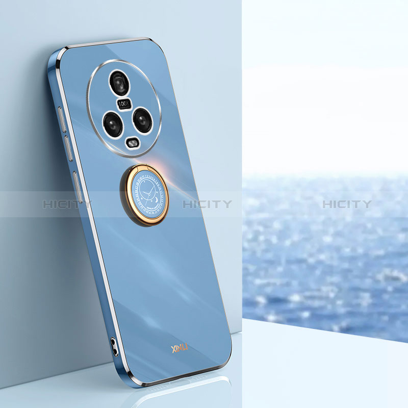 Funda Silicona Carcasa Ultrafina Goma con Magnetico Anillo de dedo Soporte XL1 para Huawei Honor Magic5 5G Azul