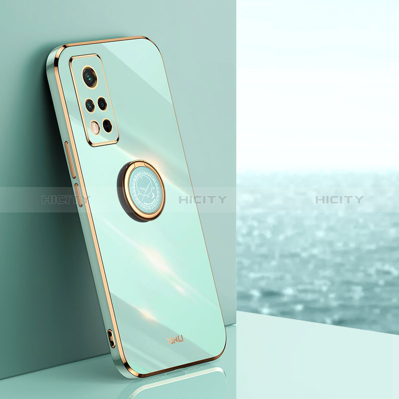 Funda Silicona Carcasa Ultrafina Goma con Magnetico Anillo de dedo Soporte XL1 para Huawei Honor V40 5G Verde