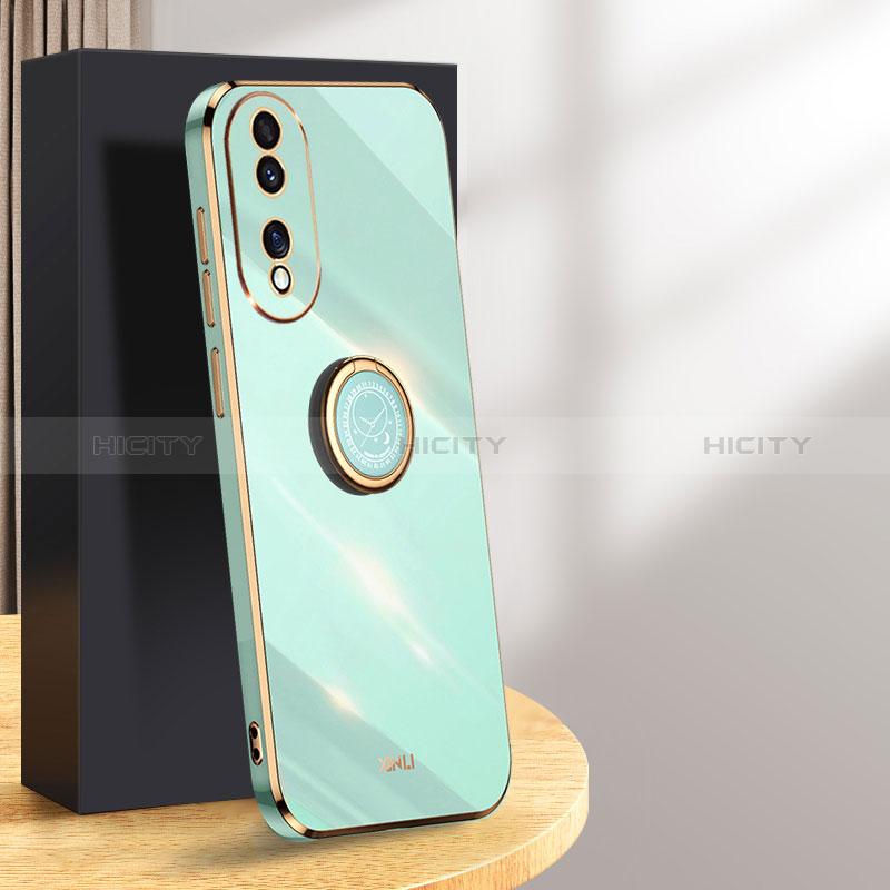 Funda Silicona Carcasa Ultrafina Goma con Magnetico Anillo de dedo Soporte XL1 para Huawei Honor X7b Verde