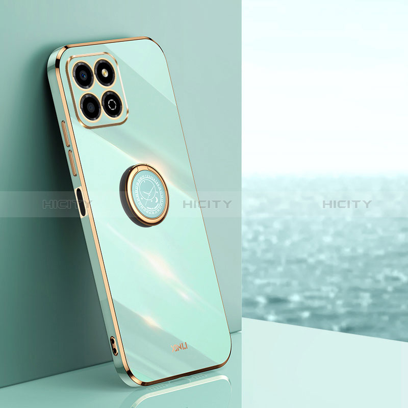 Funda Silicona Carcasa Ultrafina Goma con Magnetico Anillo de dedo Soporte XL1 para Huawei Honor X8a 4G Verde